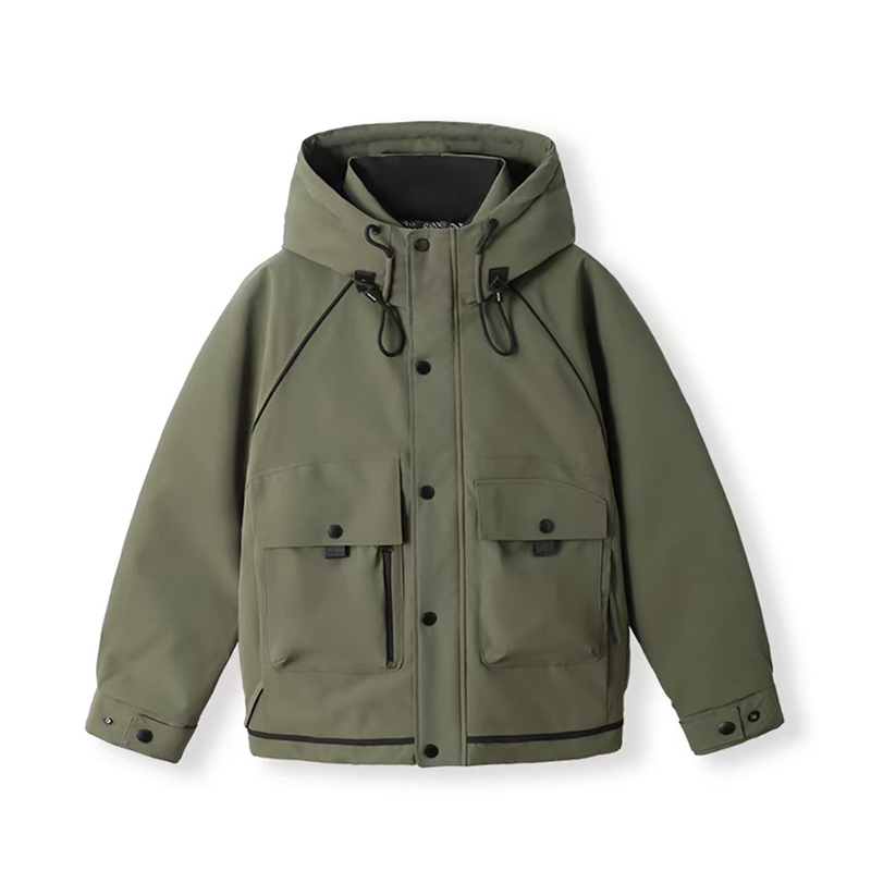 冬季款工装风连帽羽绒服