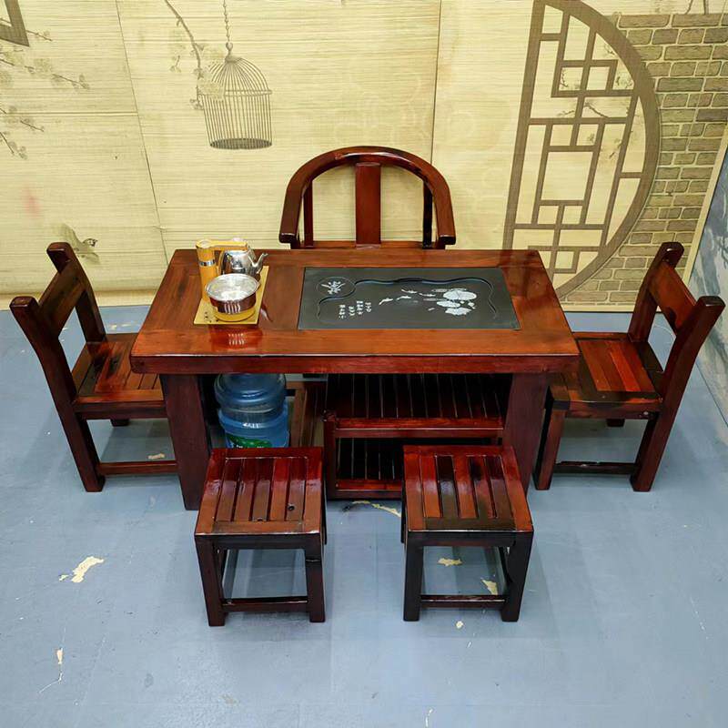 老船木功夫茶台实木茶几办公休闲茶桌椅组合套装现代简约泡茶桌椅