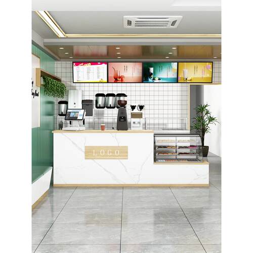 奶茶店吧台收银台前台桌简约现代蛋糕店商用烘培店吧台前台接待台