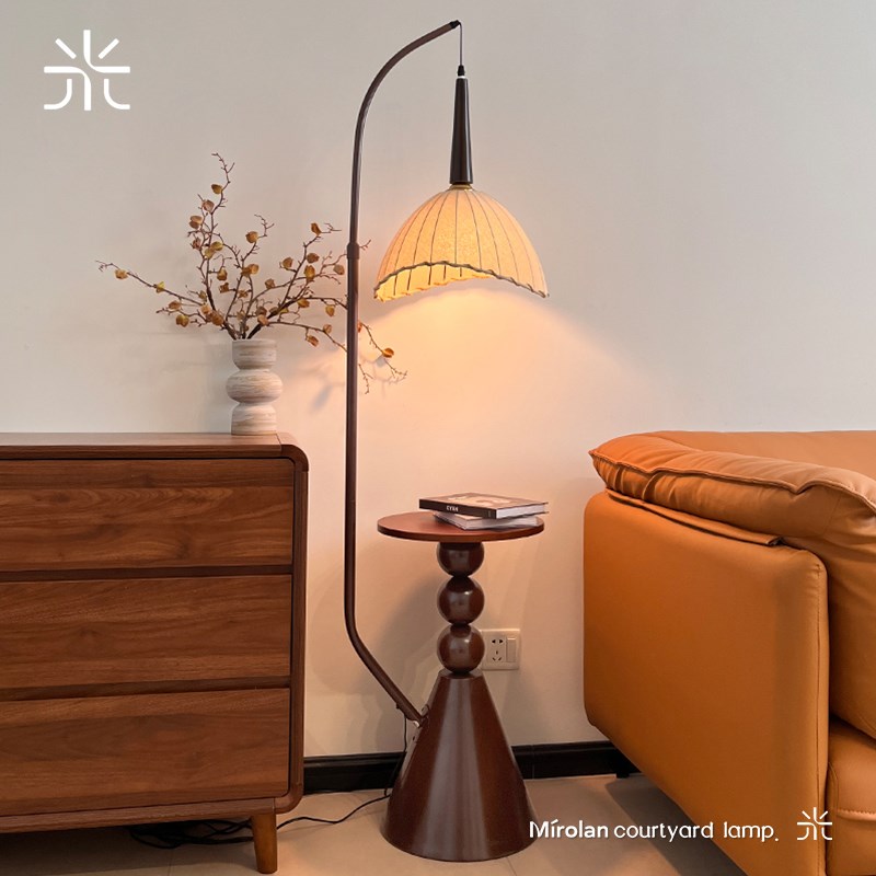 落地灯钓鱼灯置物架一体宋代美学法式中古新中式客厅沙发边床头灯