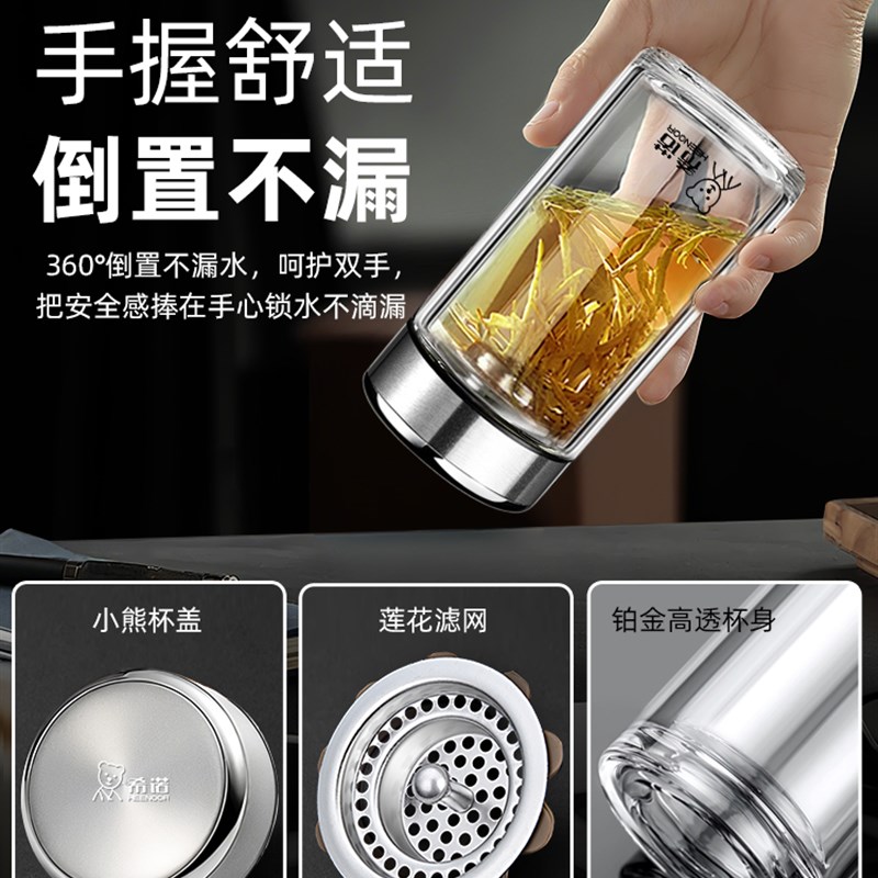 欣诺2025新款高价值玻璃水杯男士家用茶杯耐高温单层加厚