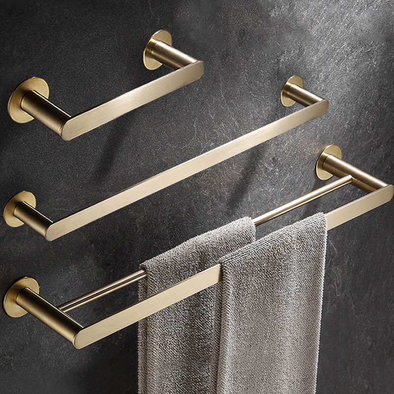 卫生间不锈钢毛巾杆免打孔毛巾架浴室浴巾架置物挂杆加.厚毛巾单
