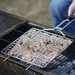 森林人家烧烤用具烧烤网夹烤鱼架烧烤夹子拍304不锈钢烤鱼夹工具