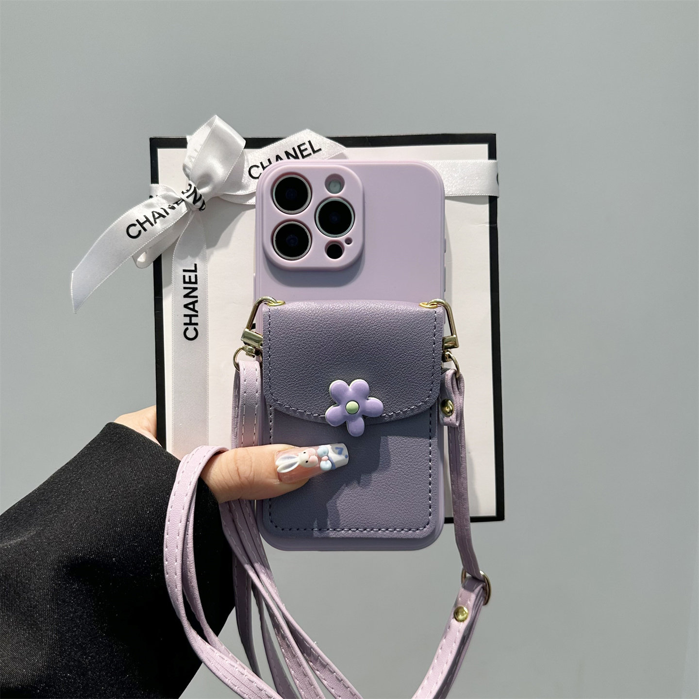 简约立体花朵卡包适用华为pura80pro手机壳mate80新款mate70/60pro背带pura70斜挎p60小众女nova12/13/14全包