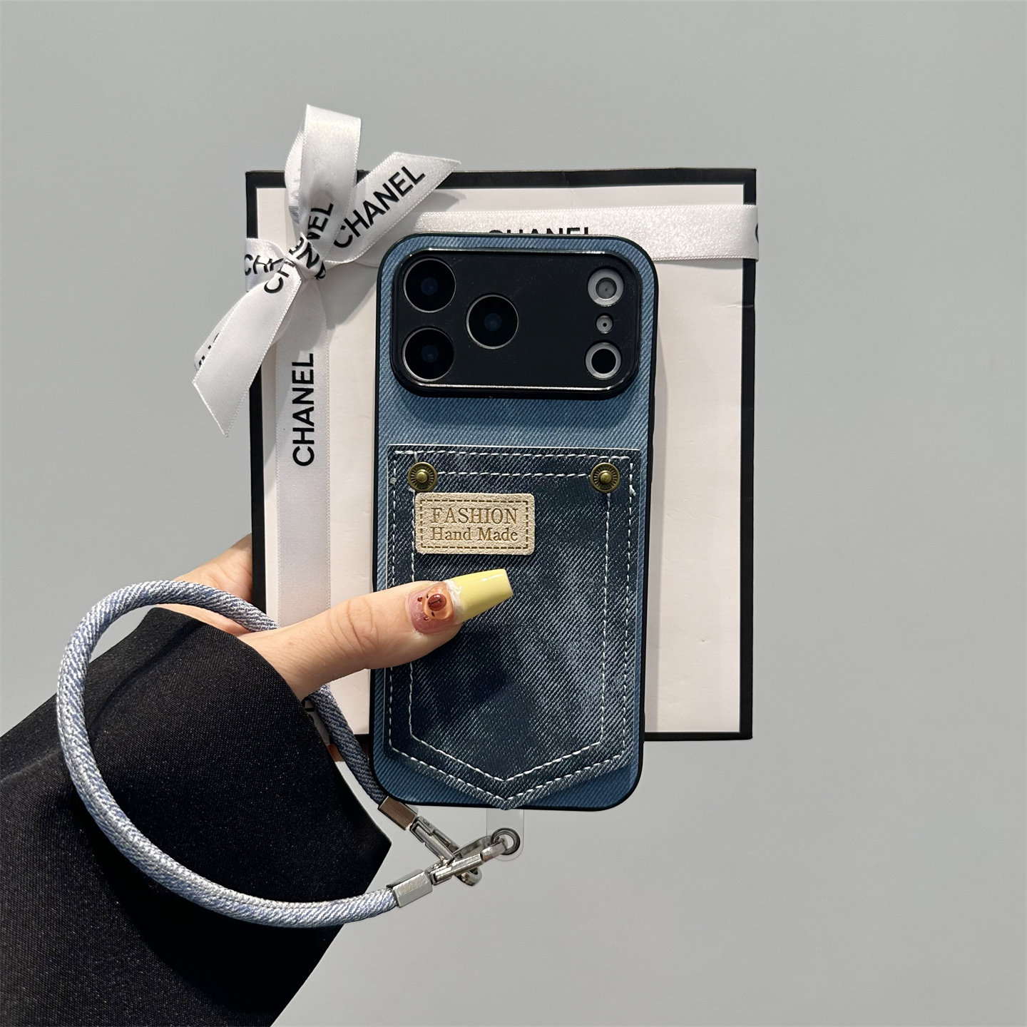 牛仔蓝皮质卡包手机壳