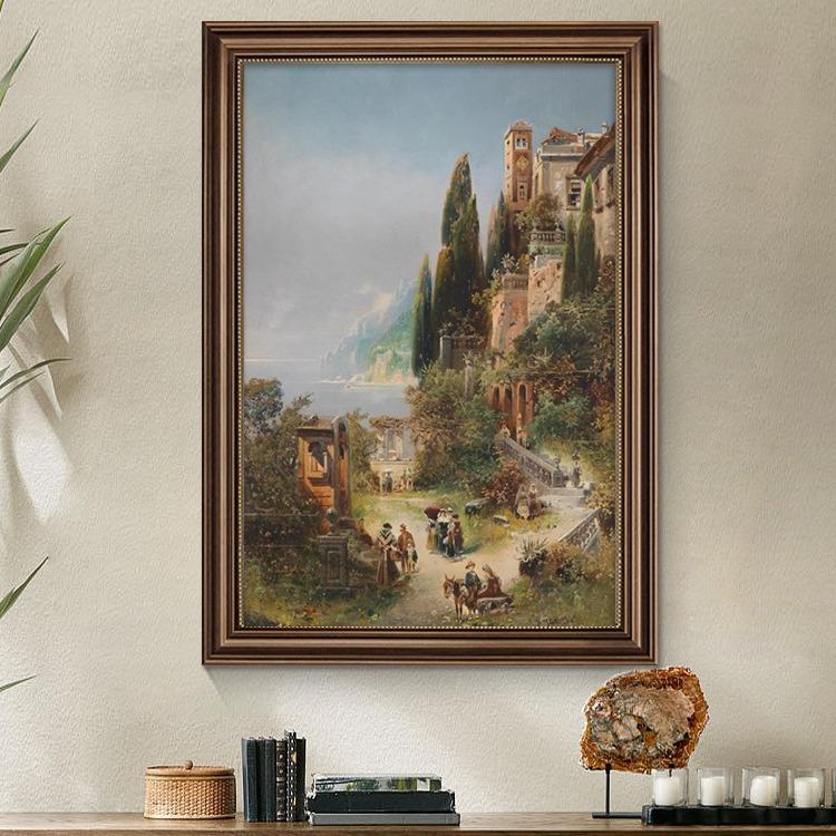 美式挂画威建尼斯复古酒风景画廊过道壁画餐厅筑五星级店威尼斯美