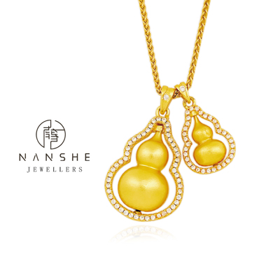 NANSHE/南奢 双葫芦项链气质坠链古法国风轻奢L479