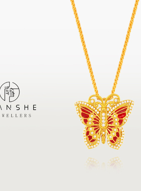 NANSHE/南奢 新中式珐琅花丝镶嵌红项链 L2042