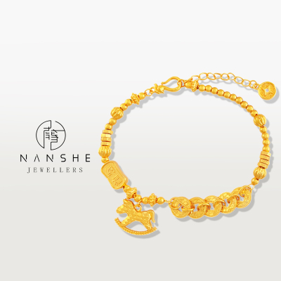 NANSHE/南奢 新中式碎碎冰摇摇小木马五帝钱手链L2145