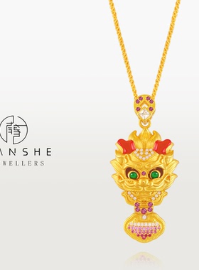 NANSHE/南奢 新中式古法麒麟献瑞祥云满镶项链L2082