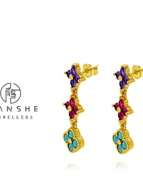 NANSHE/南奢 多巴胺花瓣耳环彩色三花耳坠L1183