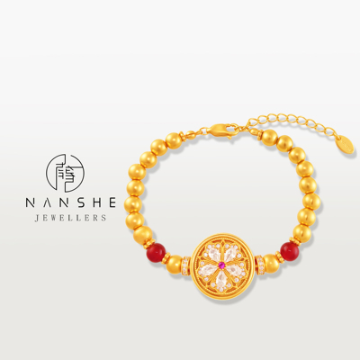 NANSHE/南奢 新中式精品轻奢花朵罗盘手链可转动气质手串L2112