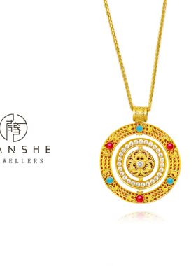 NANSHE/南奢 【金环彩钻】国潮八宝福盘转动项链L1177