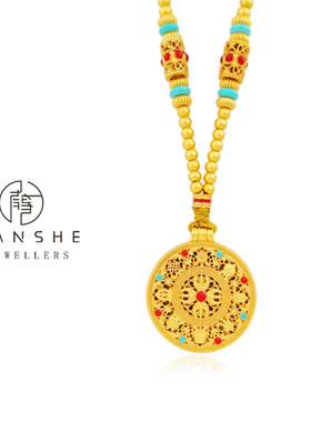 NANSHE/南奢 新中式国风六珠八宝圆盘吊坠项链L1011