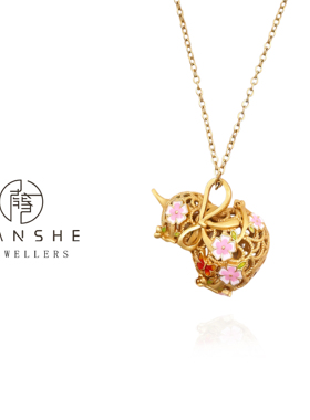 NANSHE/南奢 国风桃园似锦花丝葫芦吊坠项链L1196