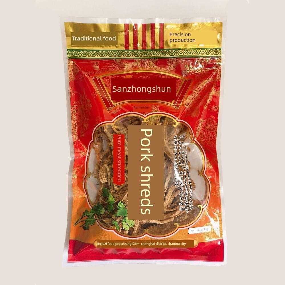 新疆包邮潮汕特色小吃三竹顺猪肉条脆皮肉丝100g猪肉干休闲食品