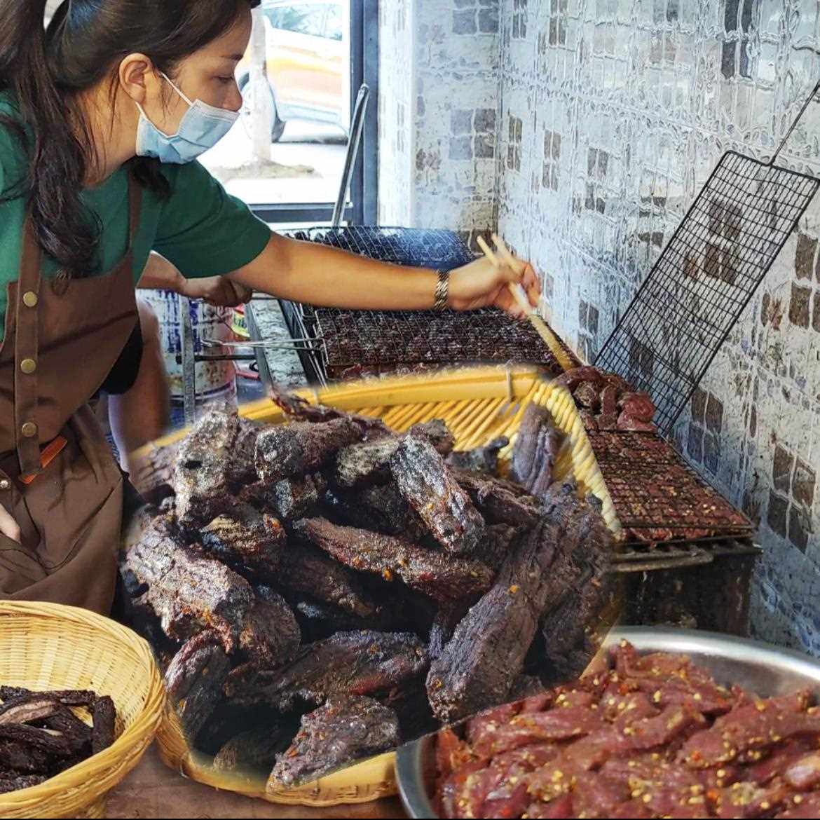 云南高原黄牛干巴烤熟牛肉干普洱磨黑炭烤牛干巴麻辣/椒盐味/80克