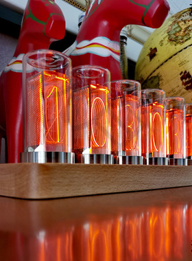 D'ESIGN 琥珀色 拟辉光管时钟 LED数字礼物摆件  命运石之门