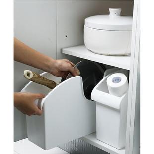 橱柜收锅纳盒带厨房滑轮盖架面置物架塑料锅具调料架台桌面储物筐