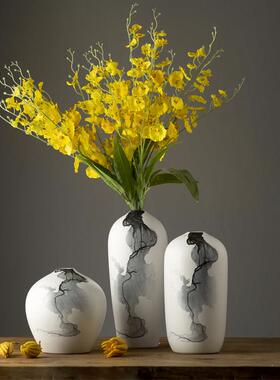 景德镇陶瓷花瓶三件套客厅新中式仿真花插花艺术创意简约现代摆件