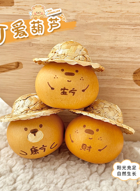 天然小葫芦手工雕刻烙画手把件小草帽原创文玩解压招财小摆件摆件