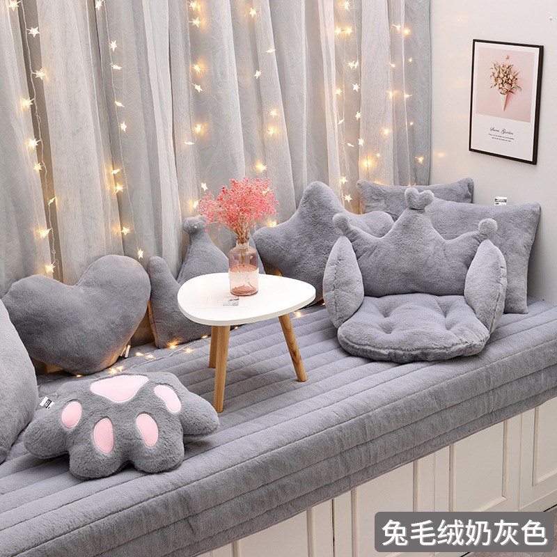 飘窗垫窗台垫四季通用型u卧室阳台加厚毛绒简约防滑榻榻米垫子