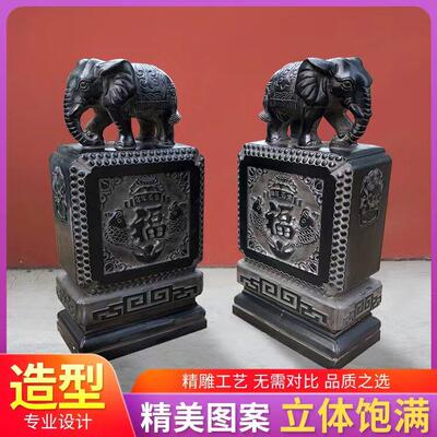 门墩抱鼓石一对青石仿古貔貅麒麟狮子石象石墩门当石石雕门鼓镇宅