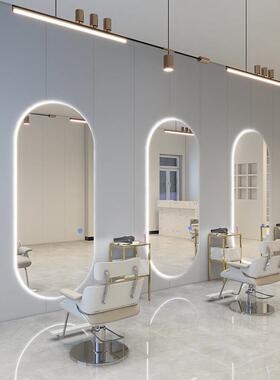 理髲店镜台网红显白瘦美颜容美发镜子潮款壁挂式LED触摸发廊专用