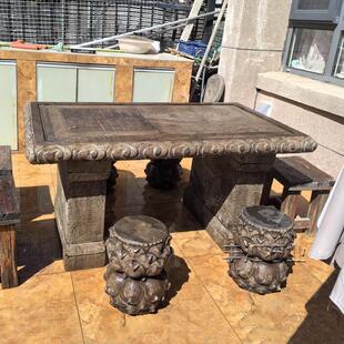 石桌石凳青石覆古茶桌一套户外庭院花园茶台长桌椅家用石头象棋桌
