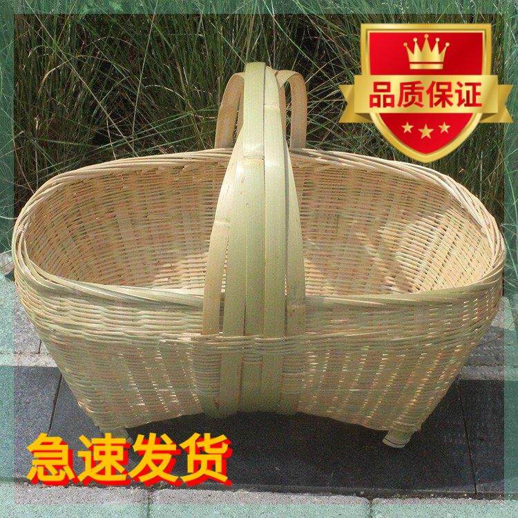 手工编织手提菜篮 大竹篮装鸡蛋篮子水果篮收纳筐 买菜竹编篮竹器