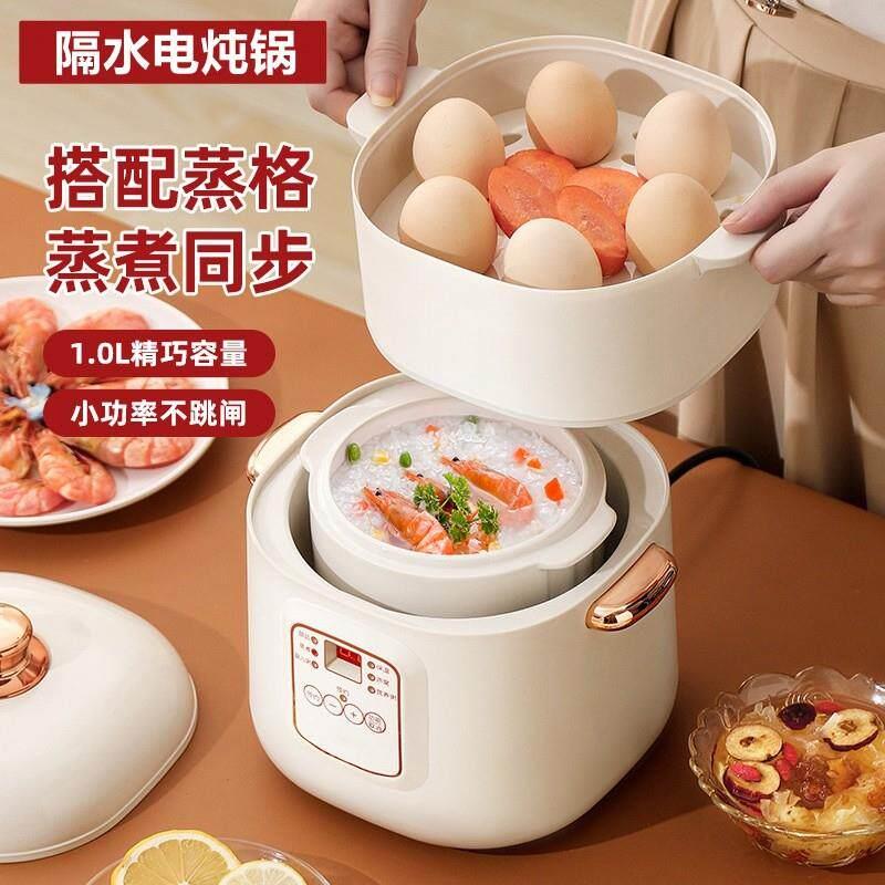 110V美规全自动预约电炖锅宝宝BB燕窝隔水炖机迷你陶瓷电炖盅白瓷