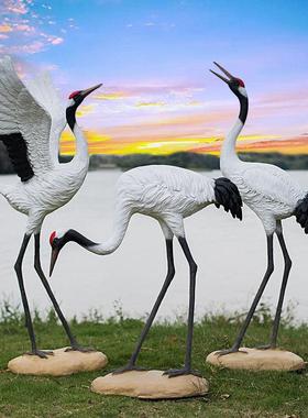户外仿真仙鹤摆件园林造景丹顶鹤模型花园景观水池庭院鹤雕塑装饰