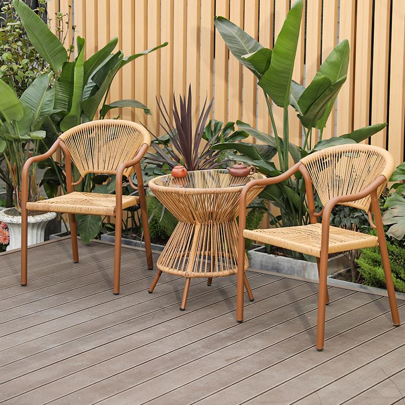 户外桌椅藤椅阳台花园喝茶桌椅露天休闲 中式椅子室外庭院桌椅组