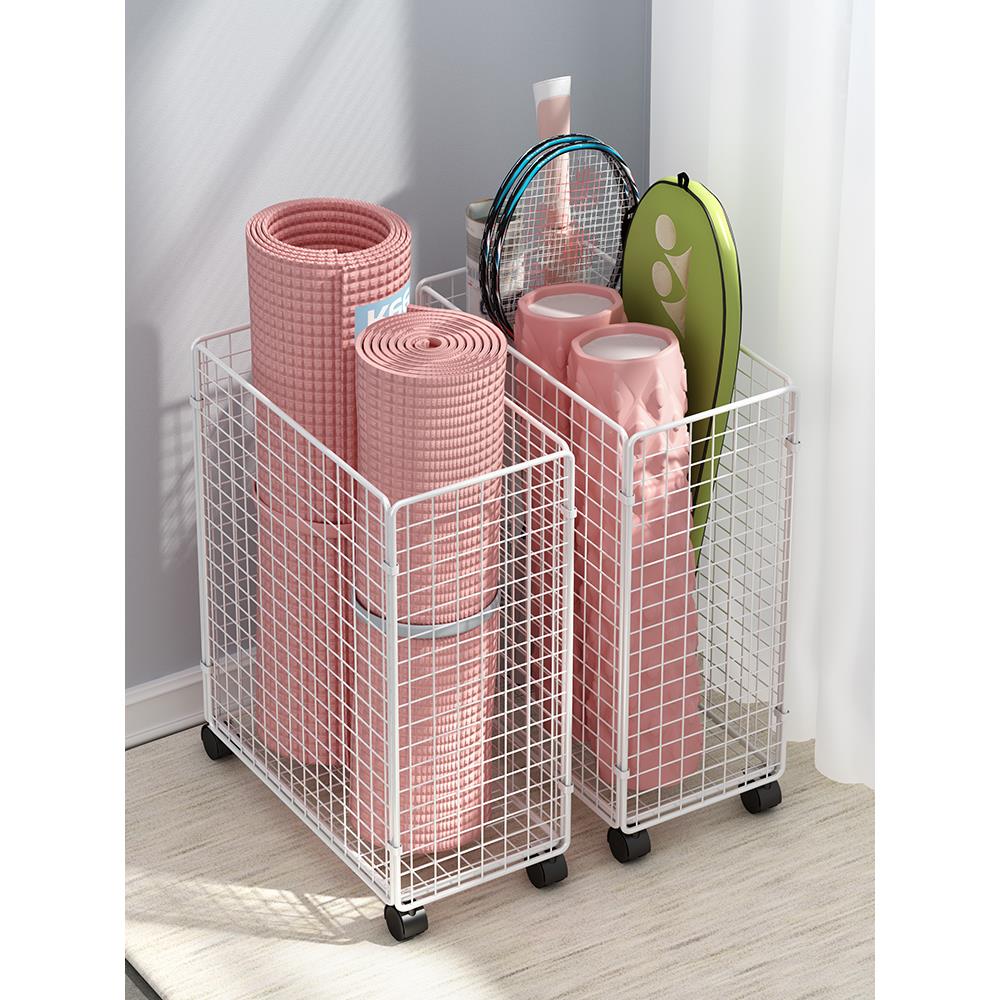 瑜伽垫收纳筒带轮健身收纳蓝运动器械器材工具收纳神器家用置物架