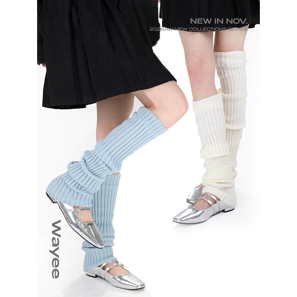 秋冬亚文化辣妹彩色加长堆堆袜套时髦y2k保暖白色针织过膝腿套女