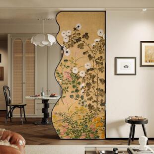 法式中国风屏风客厅遮挡入户正对门玄关隔断墙室内不锈钢新型挡板