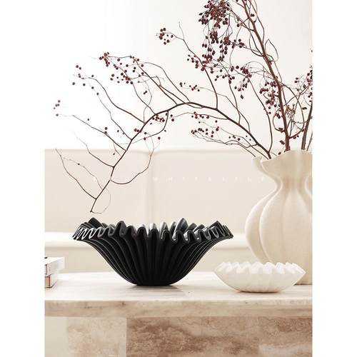 莉莉白法式中古黑色果盘树脂装饰品艺术摆件桌面收纳茶几家居设计