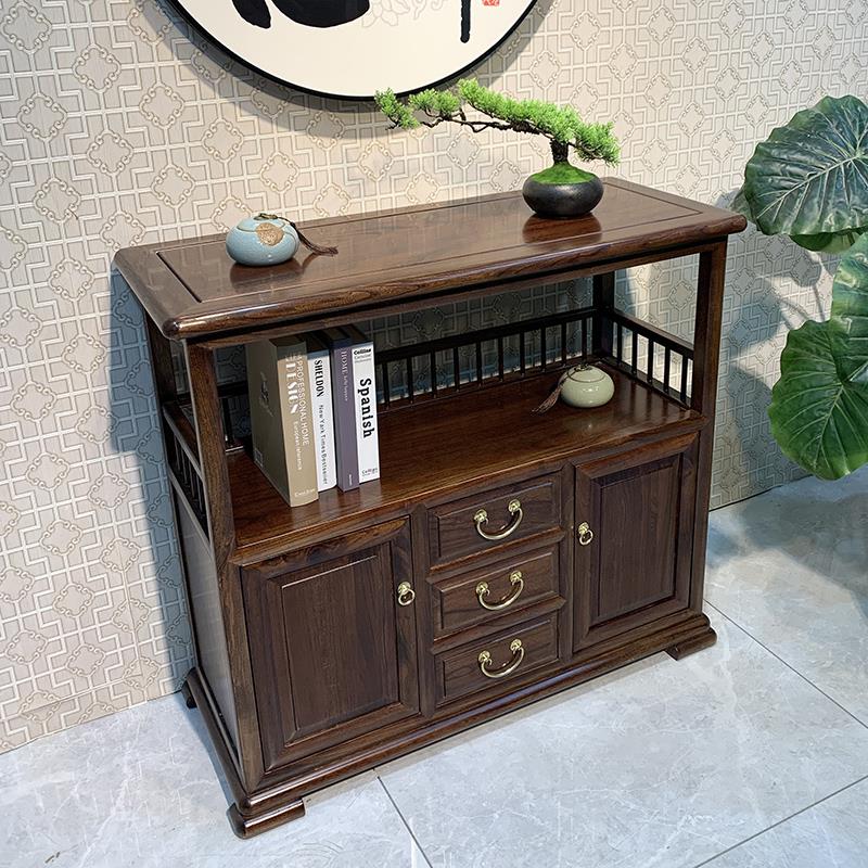 新中式老榆木实木储物柜家庭型整装茶水柜日式客厅靠墙收纳餐边柜