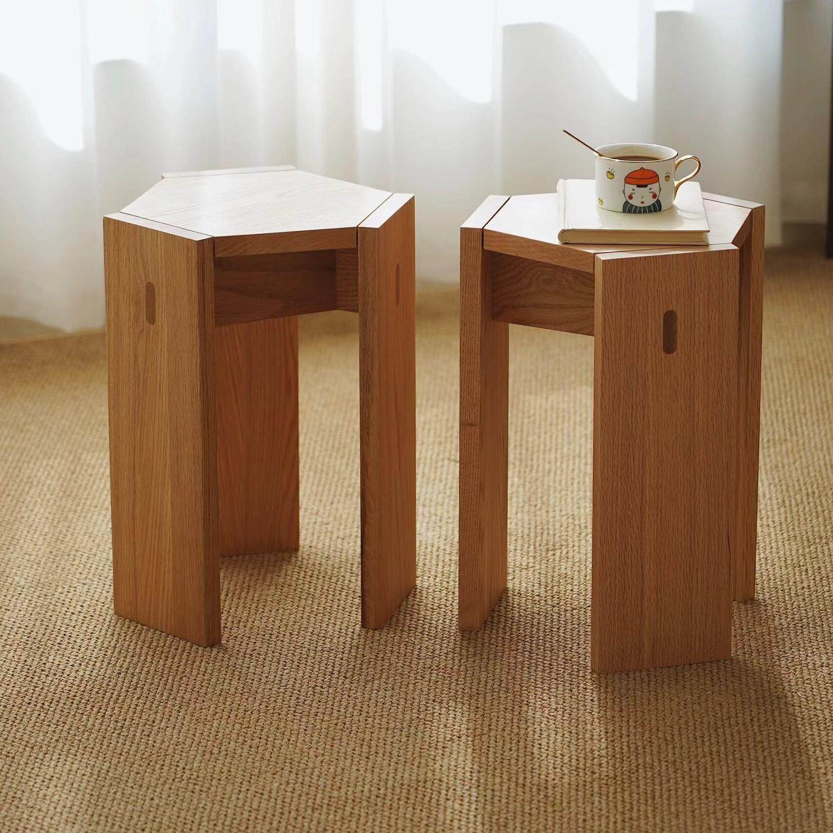 六角凳子家用可叠放组合凳北欧客厅沙发边几简约餐桌凳实木矮凳子,住宅家具,其它凳子,淘宝优惠券,粉丝福利购,淘宝优惠卷