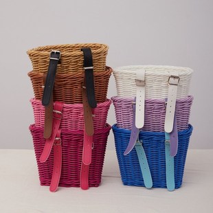 儿童自行车复古车篮童车单车藤编车筐平衡车编织前篮筐车篮子配件