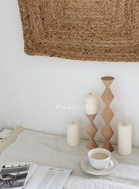 Homeside无尽之柱摆件实木烛台布朗库西抽象几何桦木雕塑民宿装饰