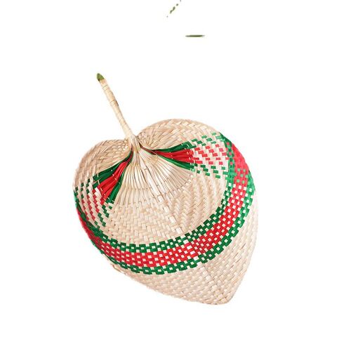 纯手工特色桃形竹编扇子编织夏季扇手摇竹编手扇蒲扇彩色混批