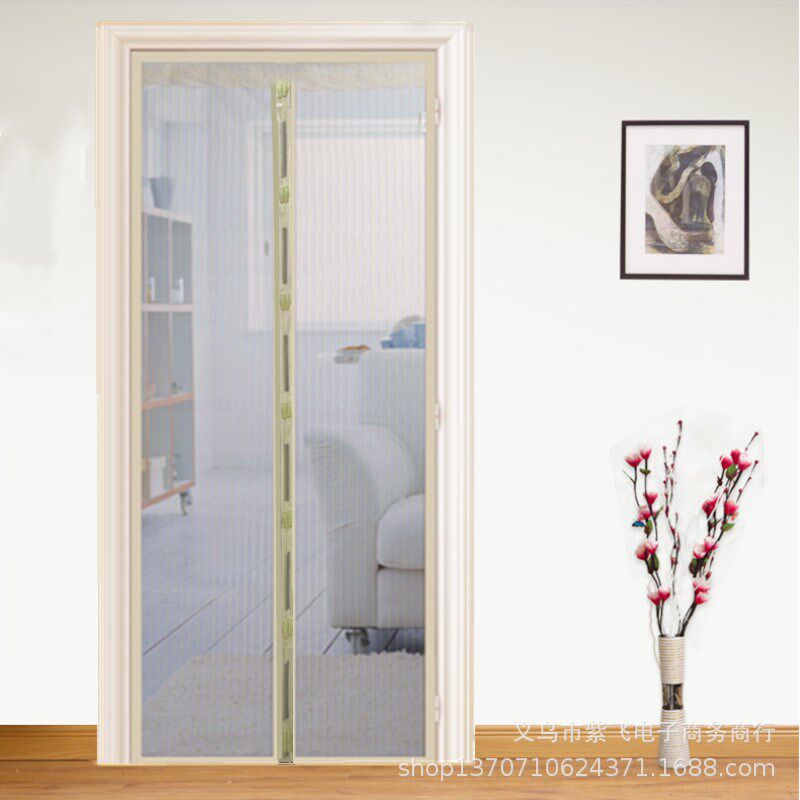 新品简约条纹纯色防蚊门帘磁性软纱门帘免打孔卧室客厅防蝇通风