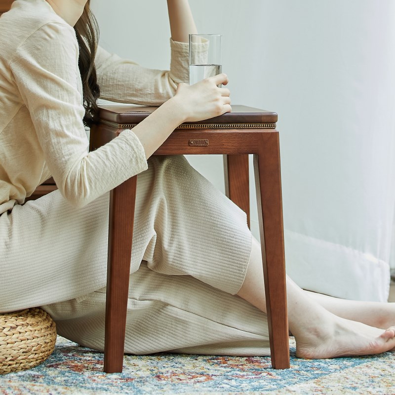 绿朵黑胡桃木实木可收纳摞叠家用餐椅木头凳子客厅板凳餐桌凳子