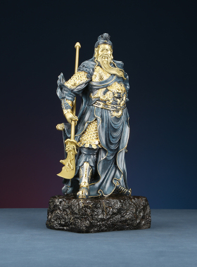 铜欣祥黄铜关公摆件家居装饰品客厅办公室武财神关二爷武圣关公像