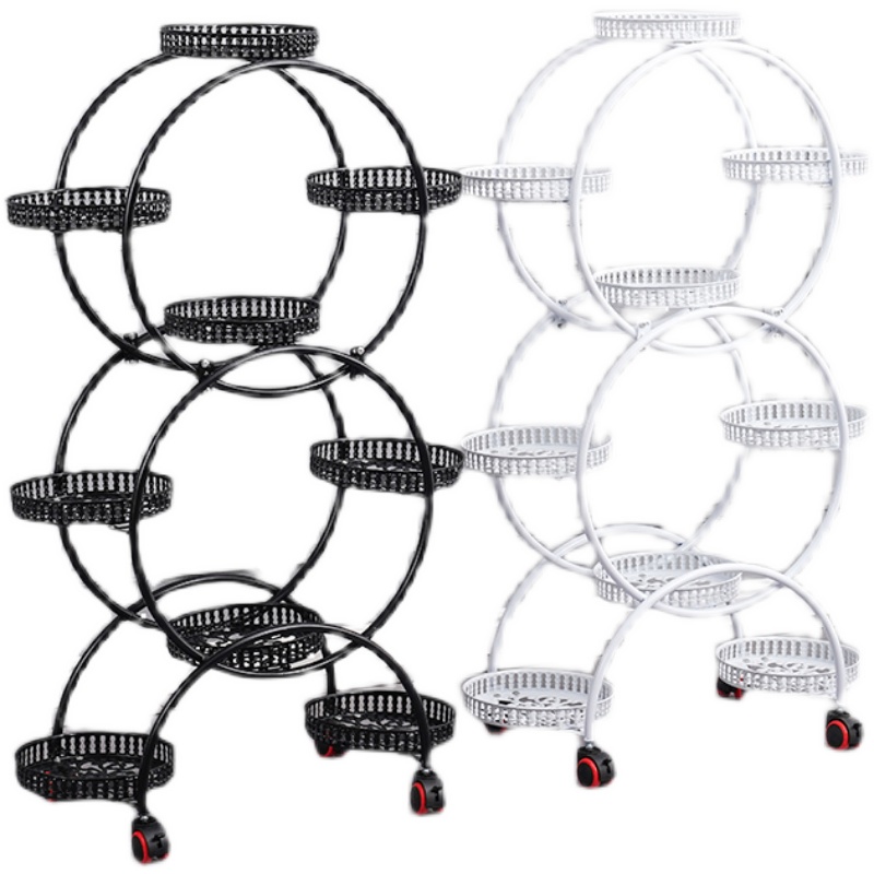 花架子客厅落地式阳台多层带轮铁艺可移动简约欧式多肉室内置物架