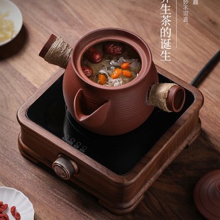 陶瓷煮茶壶潮州红泥p老白茶煮茶器家用小型养生壶粗陶实木电陶炉