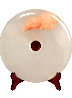 天然玉石平安扣摆件阿富汗玉客厅玄关博古架玉璧办公室家居装饰柜