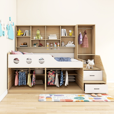 半高床儿童组合带衣柜书桌一体式套装卧室女孩小户型省空间榻榻米