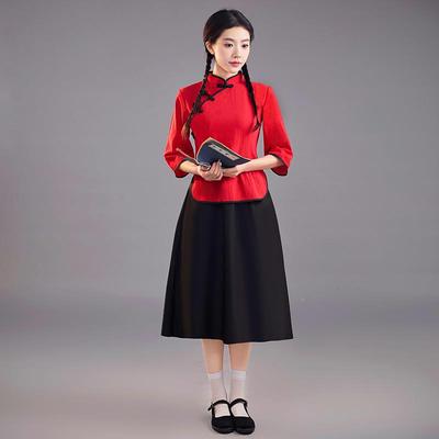 高档民国学生班装五四青年中山装合唱复古怀旧朗女诵服民国时期演